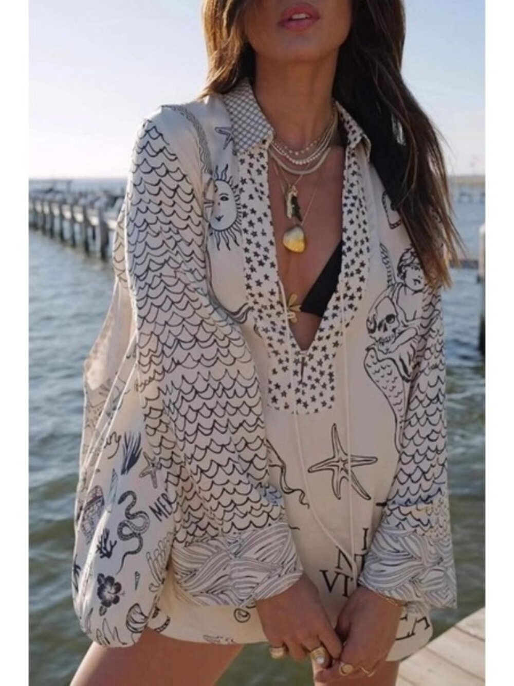 NWT nautical seaside escape beach themed printed shirt and shorts set